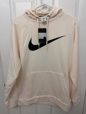 Nike Dri-Fit Training Men’s Cream Crewneck Hoodie with Black Swoosh size M new!